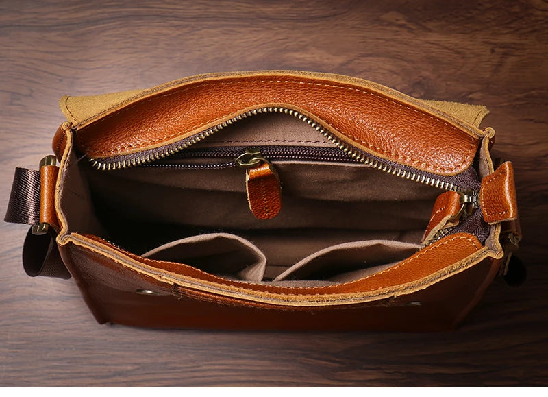 NUKA Men's Genuine Leather Shoulder Bag Retro Flap Crossbody Bags Casual Trend Satchel High Quality Luxury Cowhide Messenger Bag