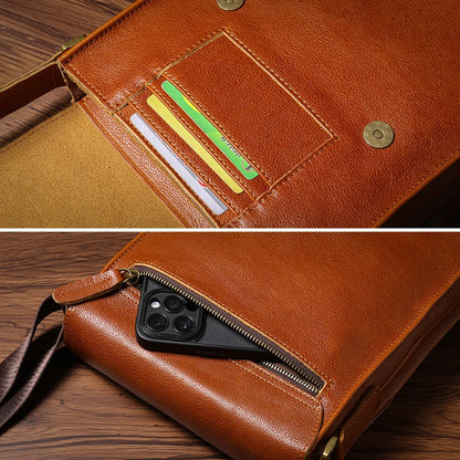 NUKA Men's Genuine Leather Shoulder Bag Retro Flap Crossbody Bags Casual Trend Satchel High Quality Luxury Cowhide Messenger Bag