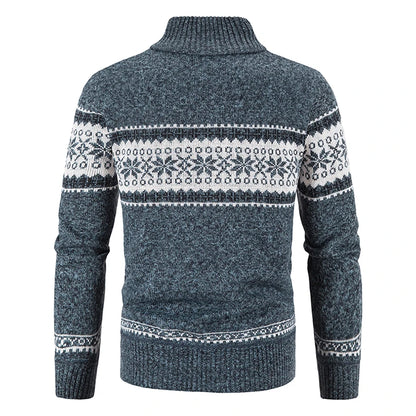 Winter Men's Fleece Cardigan Christmas Knit Sweater Coat Business Casual Jacket High Quality Male Wool Cashmere Clothing
