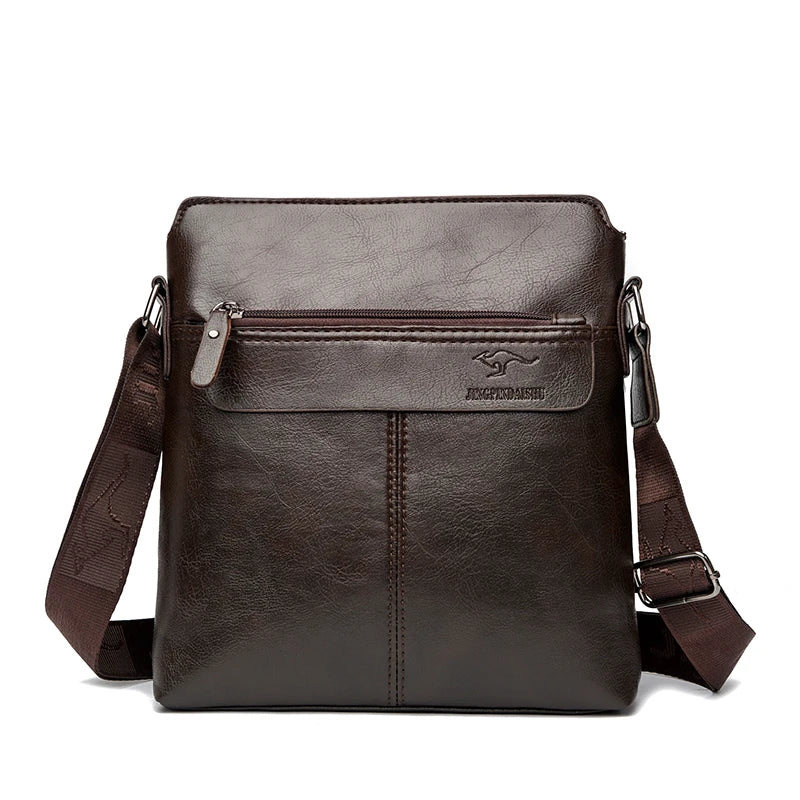 Men's Business Casual Backpack, Single-Shoulder Crossbody Pu Leather Briefcase, Multi-Compartment Large Capacity