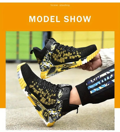 High Top Safety Shoes Men Anti Smashing Anti Puncture Work Shoes Men Work Safety Boots Men's Fashion Security Protective Boots