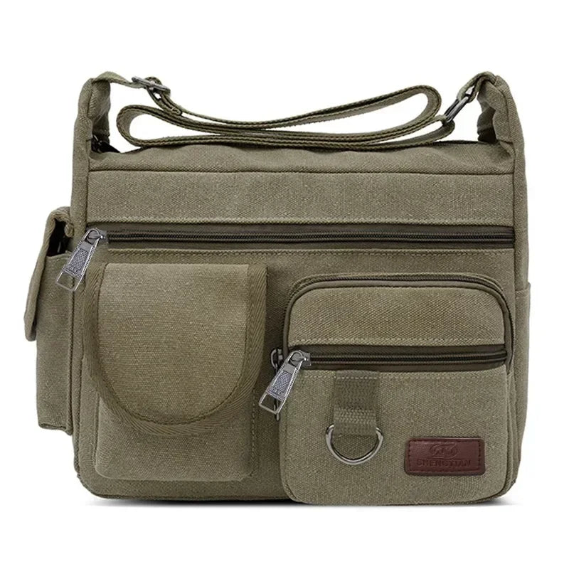 Men's Canvas Shoulder Bag Casual Tote Travel Crossbody Bag Luxury Messenger Bag High Quality Fashion Handbag Chest Bag