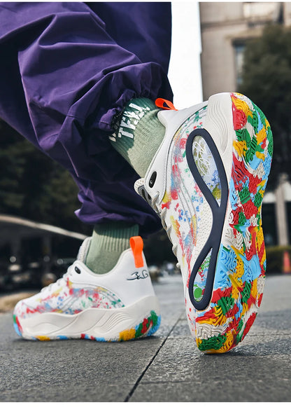Men's Basketball Shoes Breathable Cushioning Non-Slip Wearable Runing Shoes Gym Training Athletic Basketball Sneakers for Women