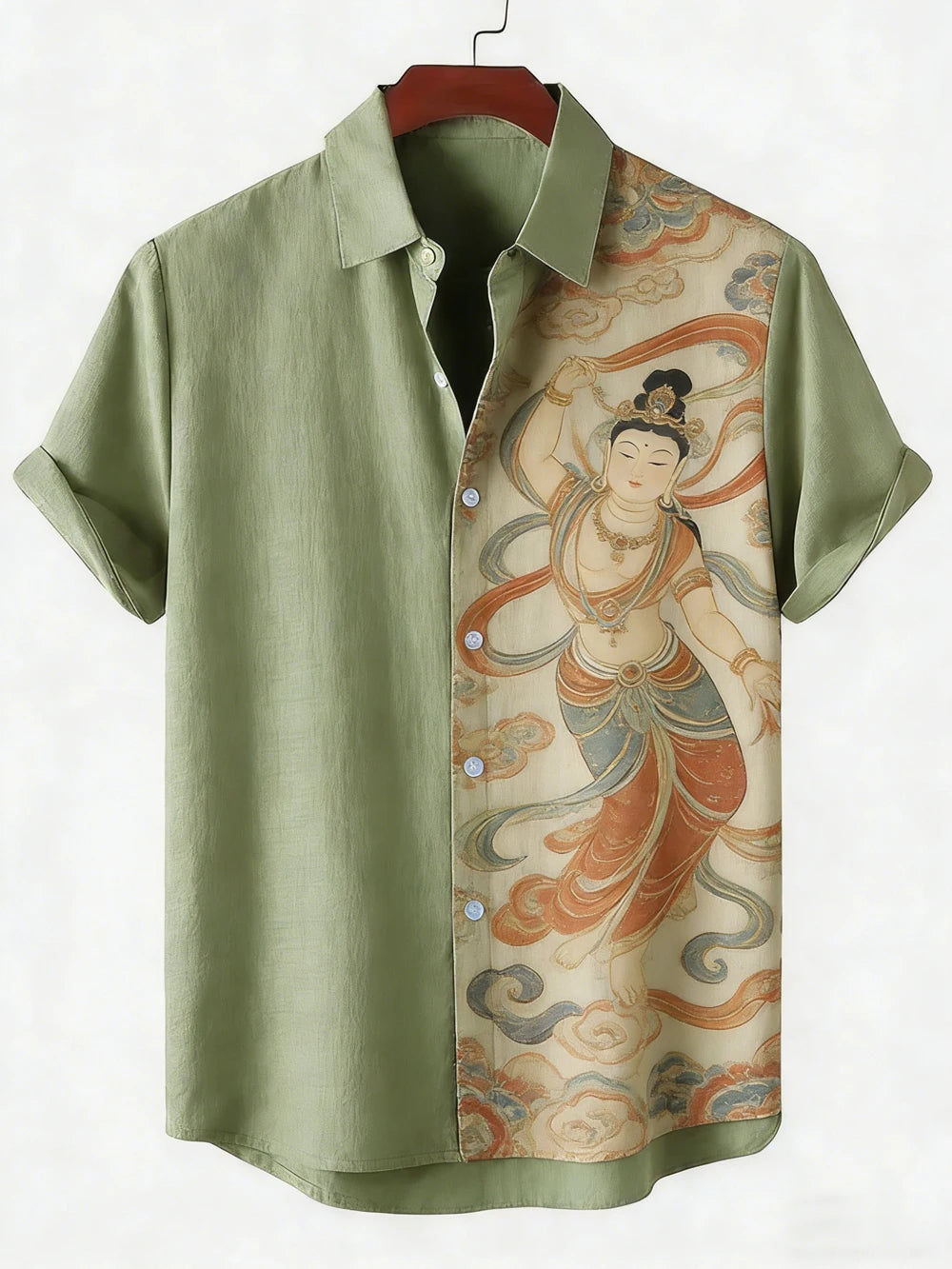 2026 Daily Men's Casual Short Sleeved Shirt with Natural Ethnic Pattern Printed Shirt Hawaii Beach Vacation Clothing
