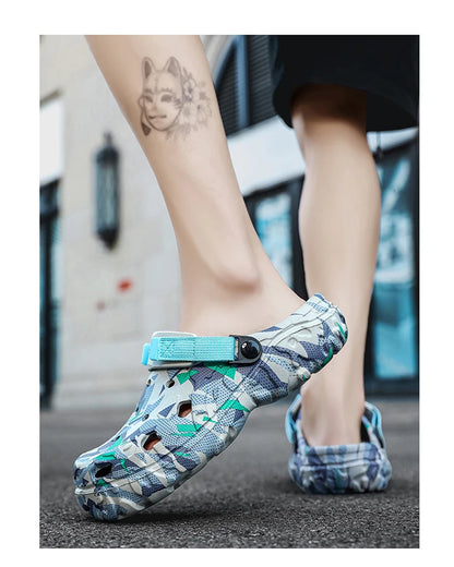 Size 40-47 Men Sandals Casual Street Light EVA Men's Casual Shoes Hole Shoes Clogs Home Garden Outdoor Male Beach Flat Slippers