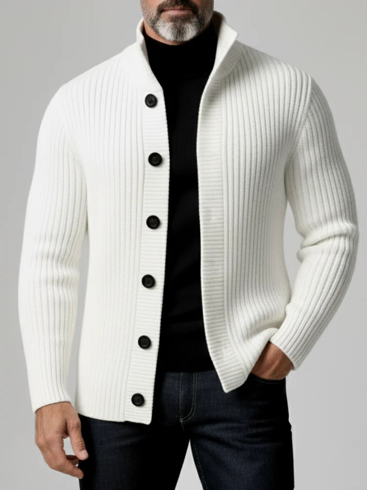 High Quality Spring Autumn Knit Cardigan Men Solid Color Smart Casual Single Breasted Outerwear Long Sleeve Knitted Sweatercoat