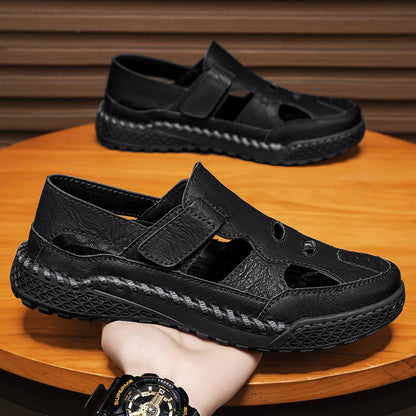 Male Casual Leather Summer Shoes Versatile Men's Sandals Durable Handmade Stitching Besch Shoes Non Slip Roma Footwear Sandals