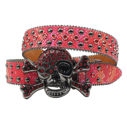Rhinestone belt Skull Designer Belt Fashion Luxury Mens Belt and Lady Leather Decorated with Colorful Diamonds