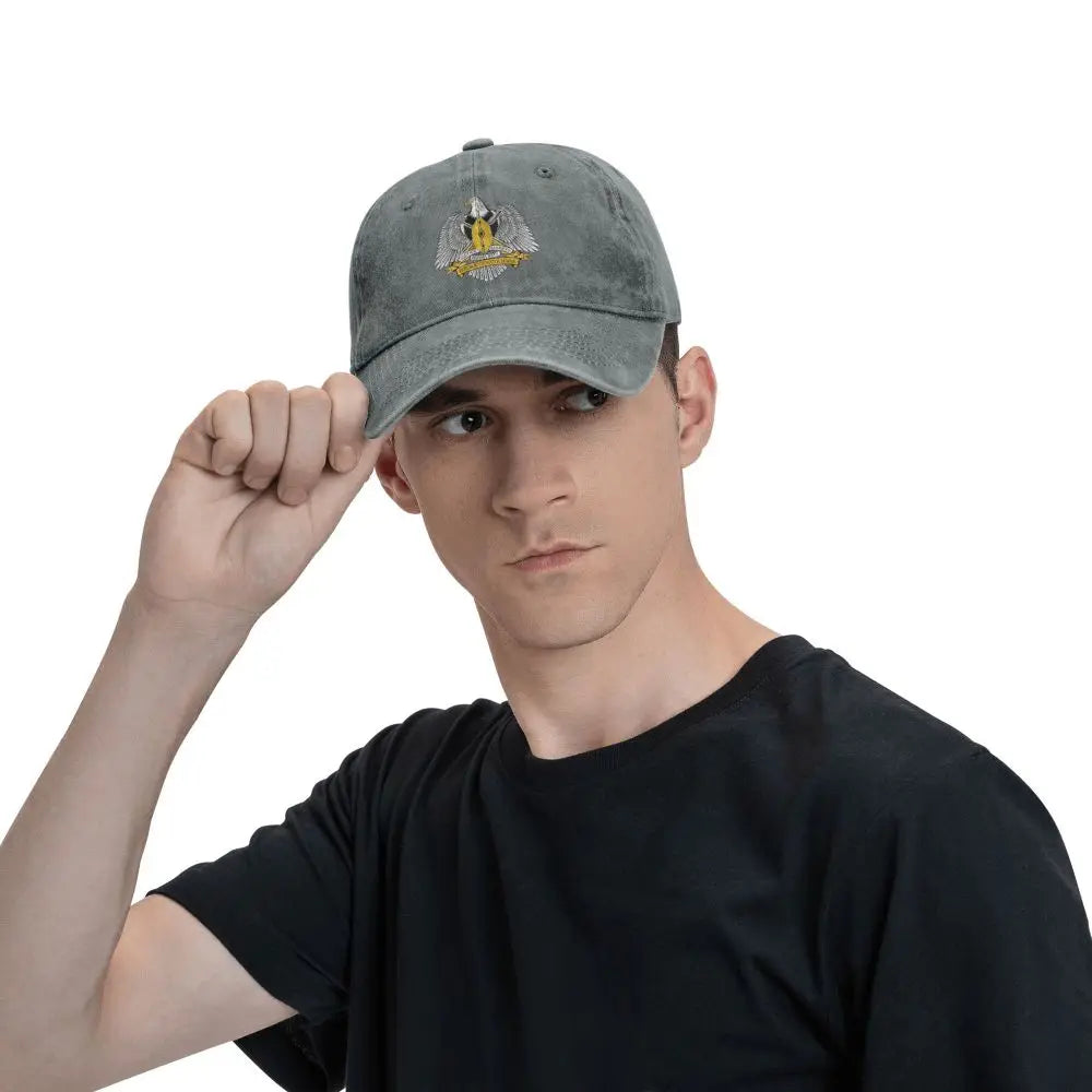 Men Baseball Cap South Sudan Emblem Charcoal Washed Denim Classic Vintage Cotton Dad Trucker Hat Unisex Adult