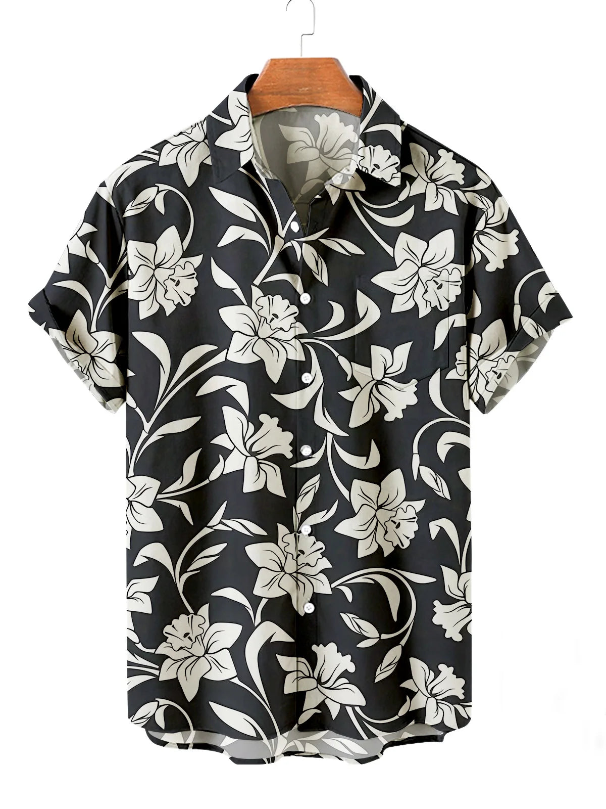Summer Men's Flower Hawaiian Shirts Casual Vacation Short Sleeve Shirts Collar Button Up Shirt Fashion Steetwear for Mens
