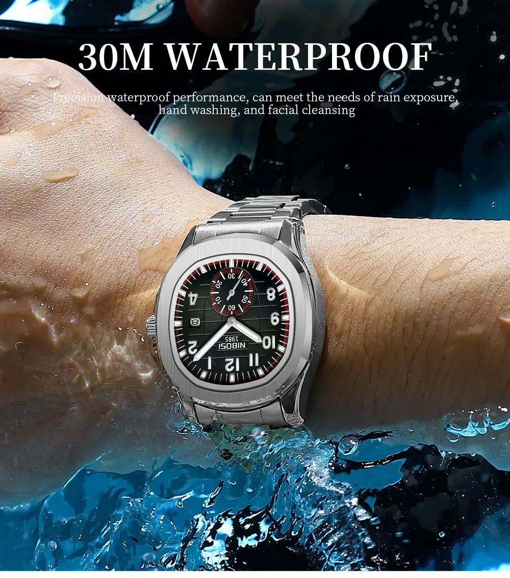 NIBOSI New Mens Watches Top Brand Luxury AQUANAUT Quartz Watches for Men Waterproof Luminous Auto Date Male Watch Reloj Hombre