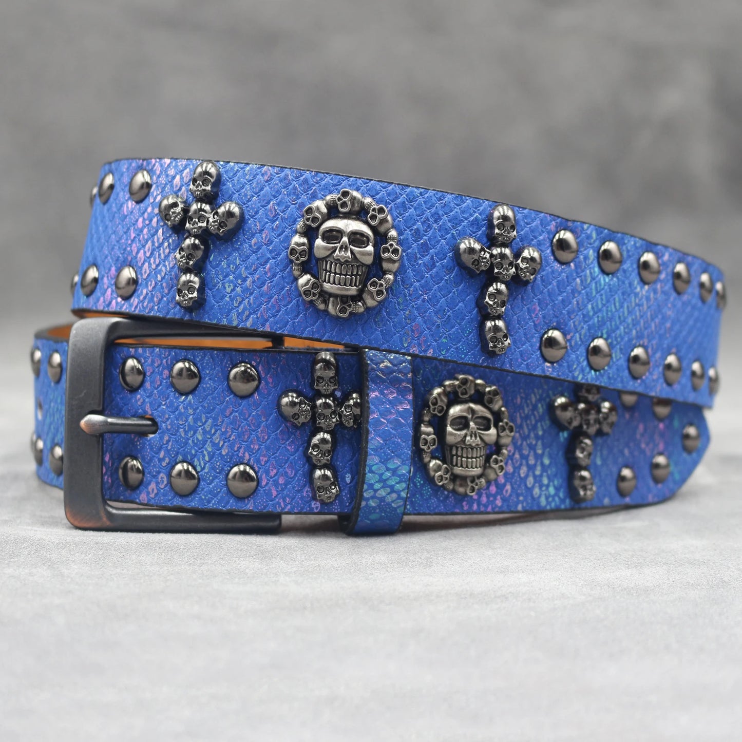 Rivet belt Cross and skull Decoration Belt Man's Goth Rock Fashion Ladies Leather Studded Gift Wild Adjustable Women Punk Belt