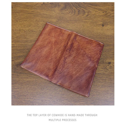 Large Capacity Men Wallet Vintage Genuine Cow Leather Handbag Card Holder Phone Pocket High Quality Handmade Male Money Clips