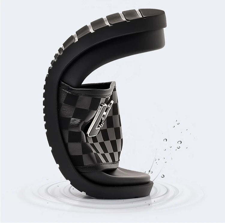 Summer Fashion Casual Flip Flops for Men New Designer Black Cow Leather Slippers Male High Quality Korean Outwear Slides Men