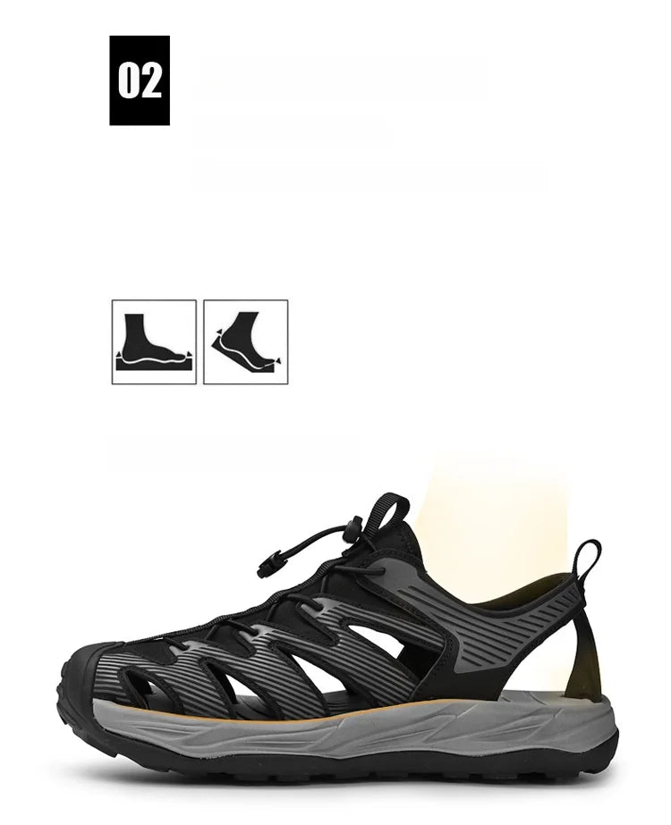 Water-wading quick-drying Baotou Sandals for men 2026 new summer soft soles wearing lightweight non-slip beach shoes for men 46