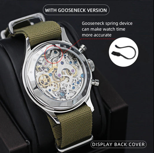 Red Star Retro 1963 Chronograph ST1901 Hand Winding Movement Air Force Pilots Aviation Sapphire Men Mechanical Watch Waterproof