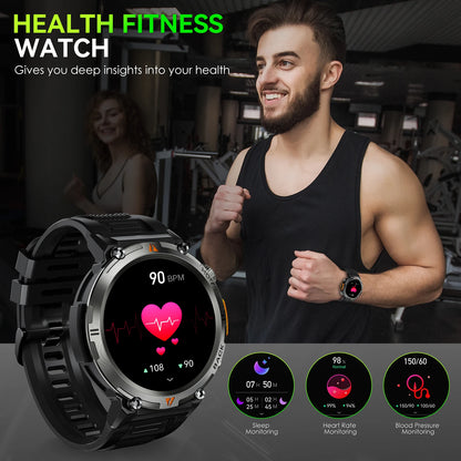 EIGIIS KE3 Bluetooth Call Smart Watch Men Full Touch Screen Health Monitor Clock With Flashlight Men SmartWatch For IOS Android