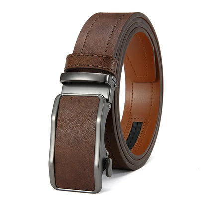 Men's Fashionable Leather Belt Men's High-quality Leather Belt Business Automatic Buckle Ratchet Belt Randomly Adjustable