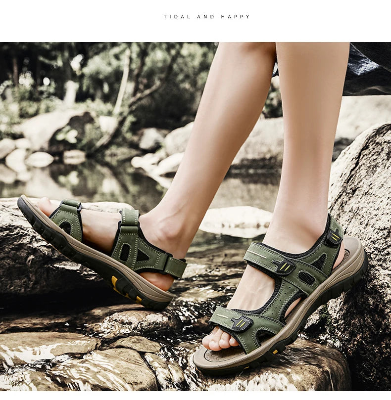 Genuine Leather Men Sandals Summer New Large Size Men Sandals Outdoor Men's Casual Shoes Fashion Sandals Slippers Big Size 38-48