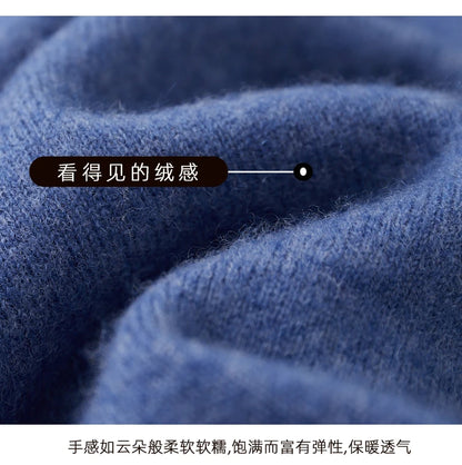 100% Pure Wool Sweater Autumn Winter New Men's Cardigan V-Neck Buckle Jacket Loose Casual Cashmere Knitted Sweater Long Sleeveds