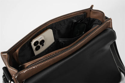 Vintage Men's Crossbody Bags Fashion Brand Design Shoulder Messenger Bag Men Falp Pockets Crossbody Bag Leather Square Satchels