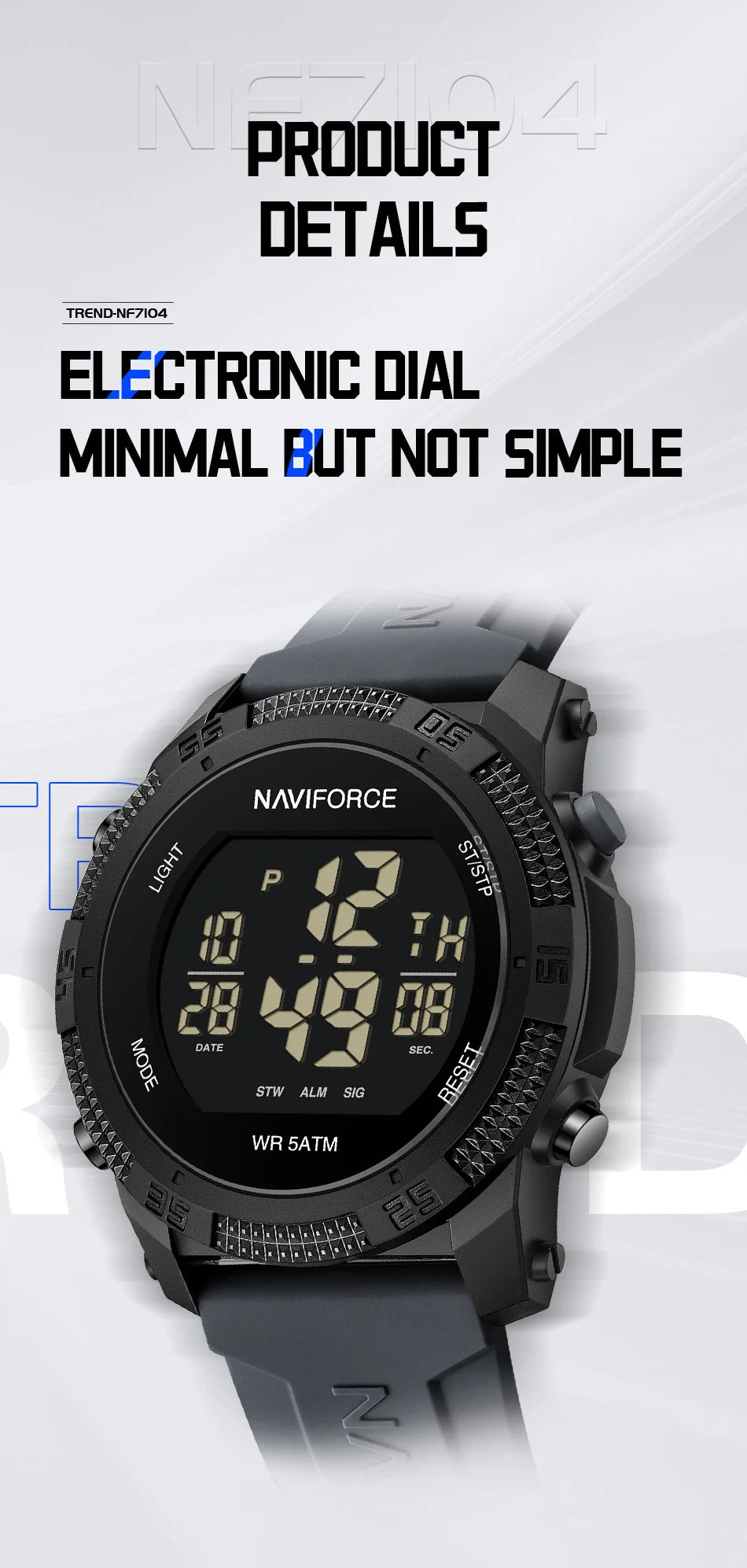 New Style NAVIFORCE Fashion Waterproof Men's Electronics Wrist Watch Sports Luminous Watches Silicone Strap Male Clocks Gifts