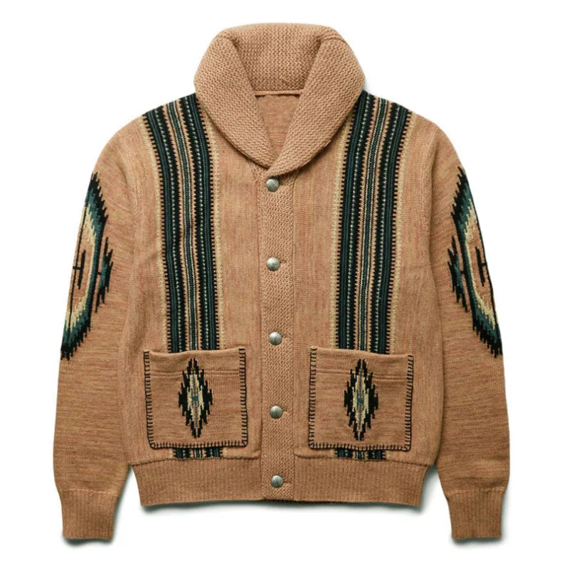 Vintage Long Sleeve Sweater Jacket Men Clothing Casual Jacquard Loose Autumn Winter Sweaters Warm Cardigan Coats Knitted Jumper