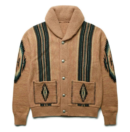 Vintage Long Sleeve Sweater Jacket Men Clothing Casual Jacquard Loose Autumn Winter Sweaters Warm Cardigan Coats Knitted Jumper