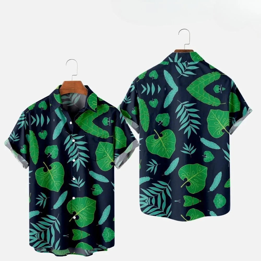 Men's Fashion Summer T-Shirts Hawaiian 3d Print Cozy Casual One Button Shirts Short Sleeve Beach Oversized Shirts