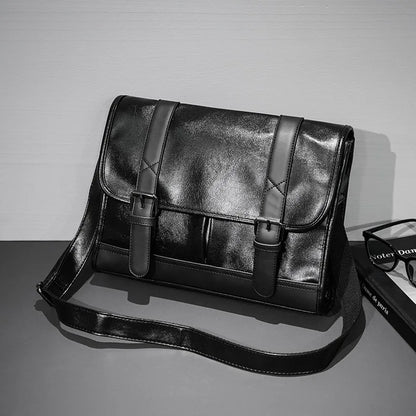 Retro Messenger Bag Men Crossbody Bags Luxury PU Leather Shoulder Messenger Bag for Men Fashion Flap Large Capacity Satchles