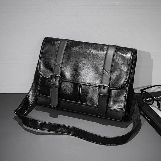 Retro Messenger Bag Men Crossbody Bags Luxury PU Leather Shoulder Messenger Bag for Men Fashion Flap Large Capacity Satchles