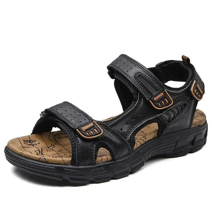 2025 New Genuine Leather Men's Sandals Summer Outdoor Non-slip Hiking Trekking Shoes for Men Beach Slippers Casual Sneakers