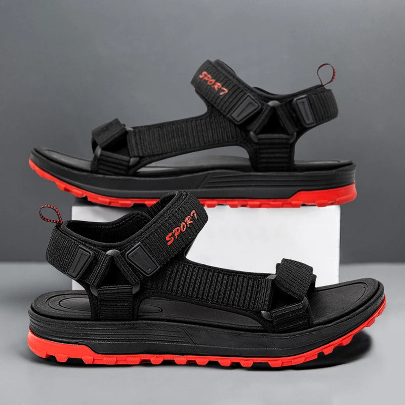 Summer Outdoor Sport Men Sandals Open Toe Breathable Casual Beach Shoe Black Antiskid Fashion Walking Sandalias