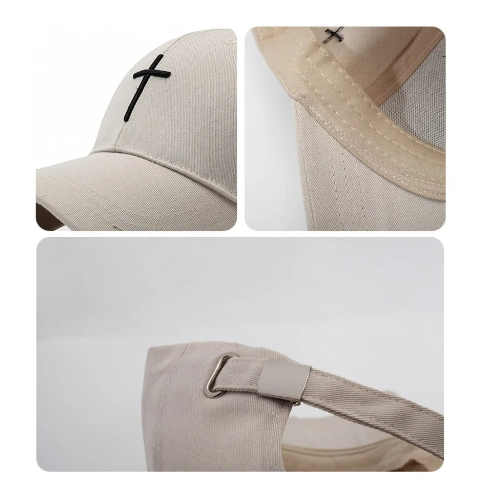New Cross Embroidered Baseball Hat Adjustable UV Protect Duck Tongue Cap Breathable Show Face Small Sun Hat Unisex