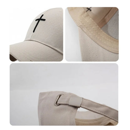 New Cross Embroidered Baseball Hat Adjustable UV Protect Duck Tongue Cap Breathable Show Face Small Sun Hat Unisex