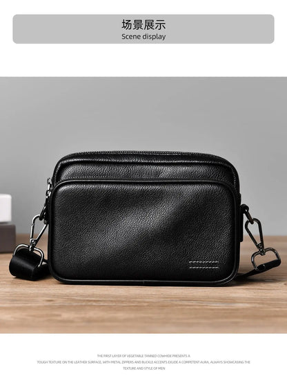 High Quality Real genuine Leather Men Shoulder Bag Natural Cowhide Messenger Bag crossbody bag for 7.9-inch lpad Phone Bag