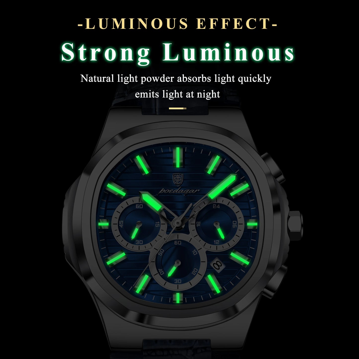 POEDAGAR Top Business Man Wristwatch Date Chronograph Waterproof Luminous Luxury Men Watch Leather Quartz Men's Watches Male+Box