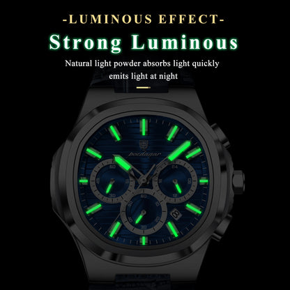 POEDAGAR Top Business Man Wristwatch Date Chronograph Waterproof Luminous Luxury Men Watch Leather Quartz Men's Watches Male+Box