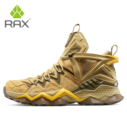 RAX Men Hiking Shoes Mid-top Waterproof Outdoor Sneaker Men Leather Trekking Boots Trail Camping Climbing Hunting Sneakers