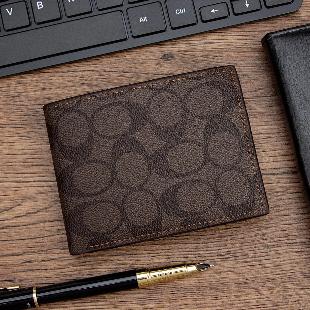 2026 Men's Fashion Retro Business Short Wallet Multi Card Slot Horizontal Portable Pu Leather Men's Wallet Card Holder Best Gift
