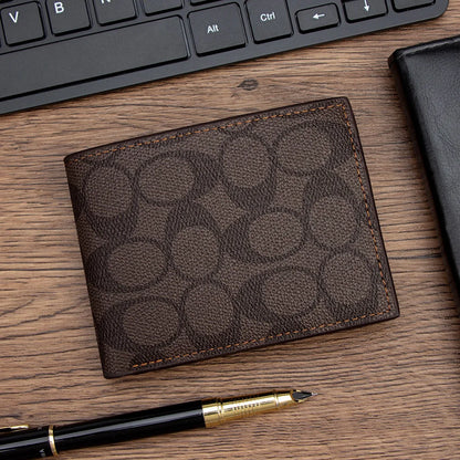 2026 Men's Fashion Retro Business Short Wallet Multi Card Slot Horizontal Portable Pu Leather Men's Wallet Card Holder Best Gift