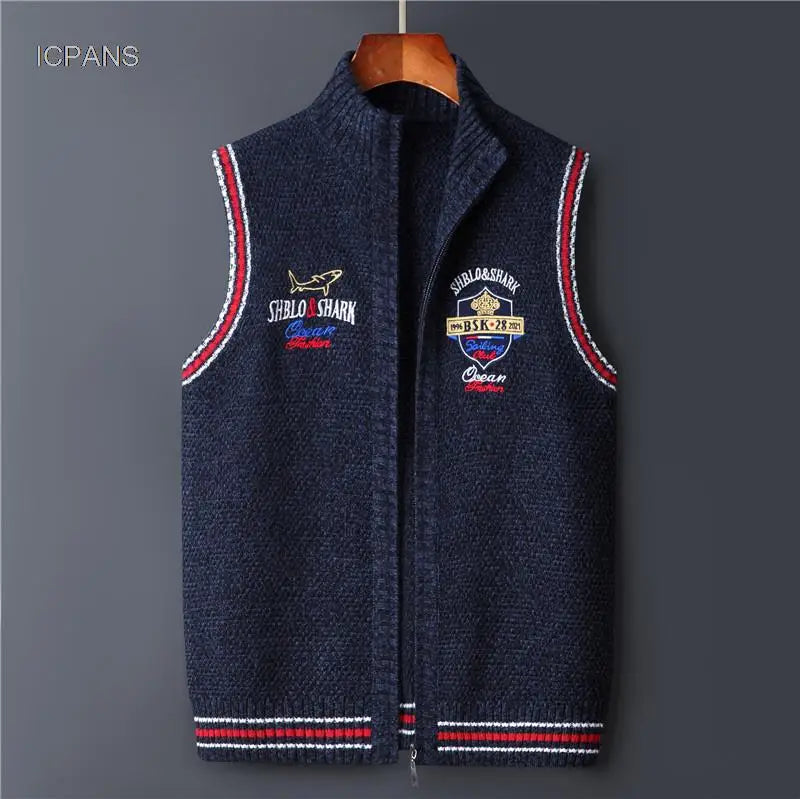 Cardigan Knitted Vest jacket Sweater Men Korea Clothing Casual Sleeveless Jackets Male Pullover Kint Wear Outwear Autumn