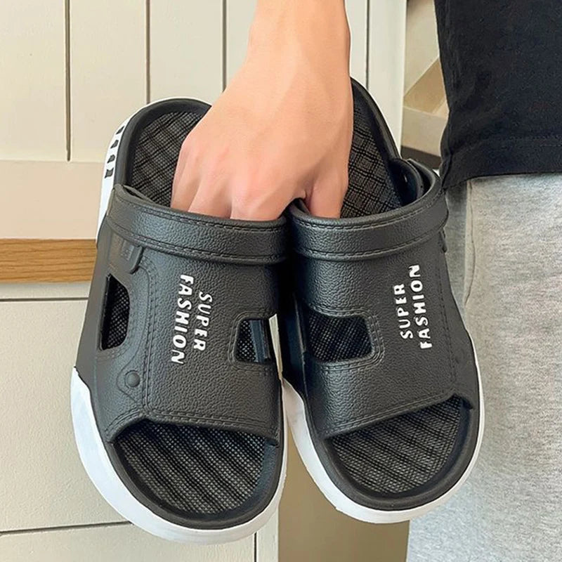 2026 Summer Outdoor Waterproof Slippers Men Eva Soft Lightweight Platform Beach Sandles Male Thick Sole Non Slip Fishing Slides