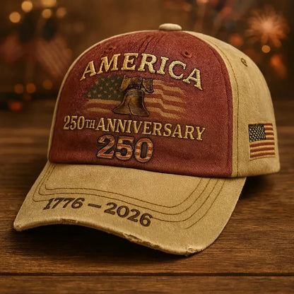 250th Anniversary Patriotic Baseball Caps, Retro Embroidered Adjustable Hats, Independence Day Gifts for History Enthusiasts