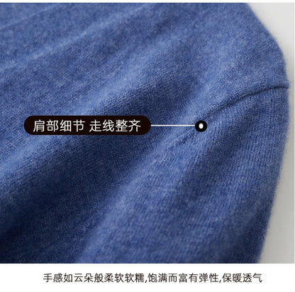 100% Pure Wool Sweater Autumn Winter New Men's Cardigan V-Neck Buckle Jacket Loose Casual Cashmere Knitted Sweater Long Sleeveds