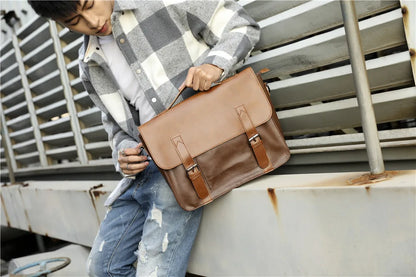 Retro Fashion Messenger Bag Men Luxury PU Leather Crossbody Bags Men Handbag Briefcases Laptop Bag Men Shoulder Messenger Bags