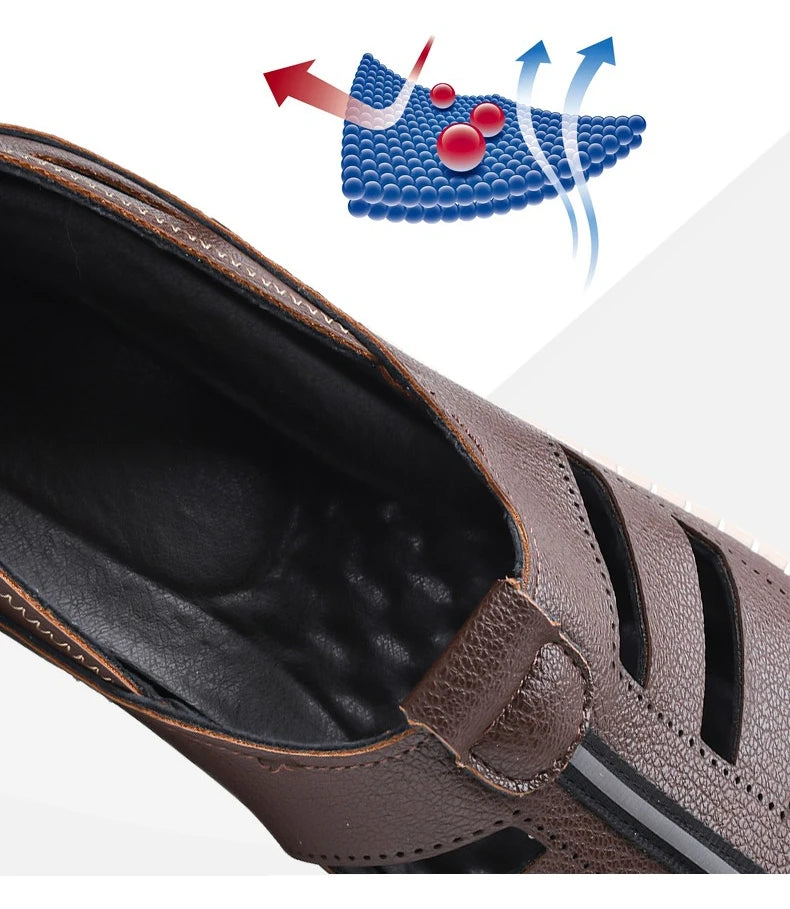 New Summer Genuine Leather Roman Men's Sandals Business Casual Shoes Outdoor Beach Wading Slippers Men's Shoes Big Size 38-48