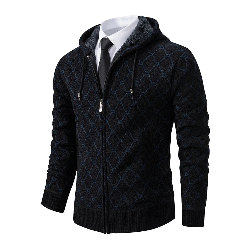 Winter plus velvet padded cardigan sweater men's sweater warm coat