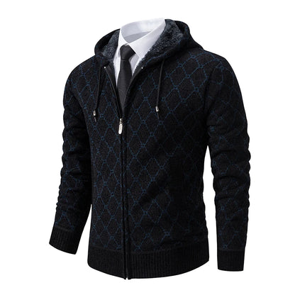 Winter plus velvet padded cardigan sweater men's sweater warm coat
