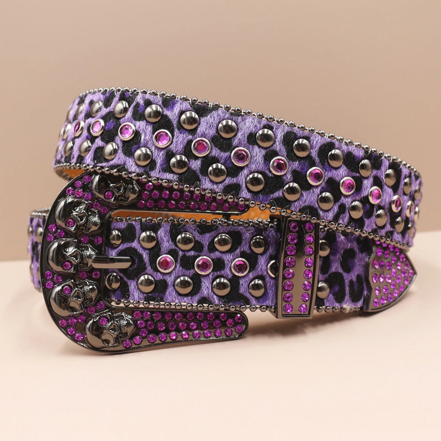 Punk Skull Leopard Rhinestones Belt Diamond Bling Men Western Cowgirl Cowboy Luxury Strap Studded Belts